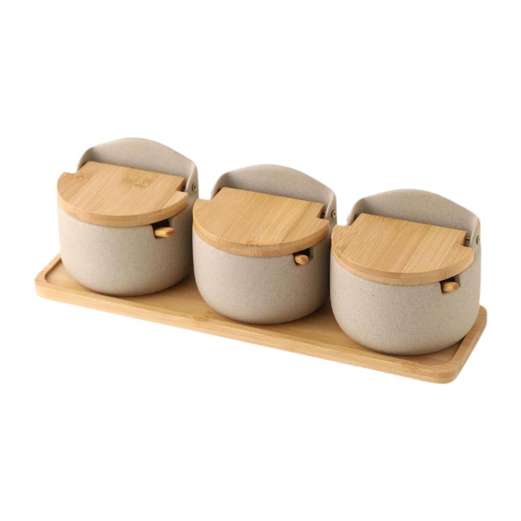 Condiment Jar Condiment Pot with Flip Lid Spoon Modern Ceramics Storage Jars Ceramic Sugar Bowl for Tea Countertop Restaurant