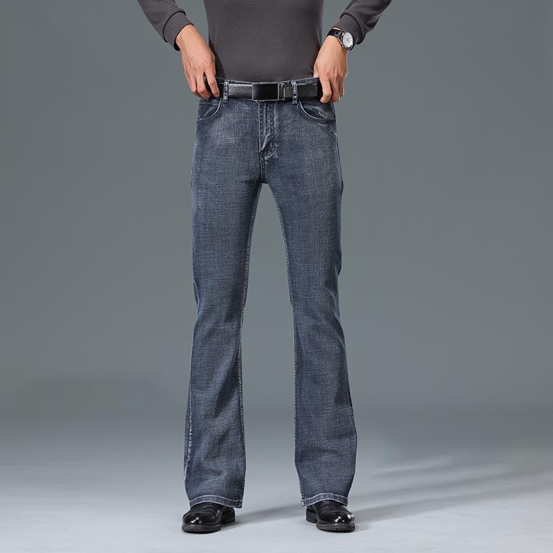 Men's High Waist Stretch Jeans Cassic Design Flared jeans Men's Blue Jeans