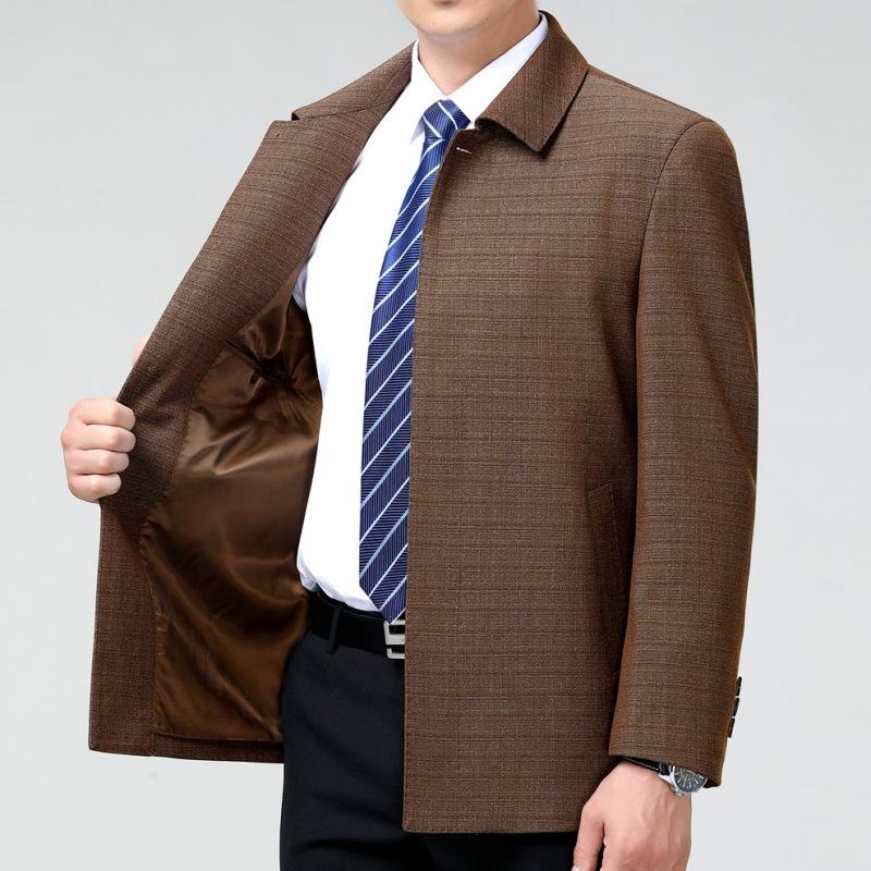 Button style wool jacket men's spring and autumn lapel wool jacket middle-aged dad wear men's casual men's tops