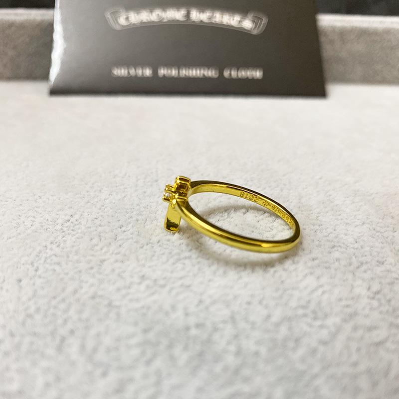 Chrome Hearts Gold Diamond Cross Unisex Ring - Hip Hop Punk Style, Perfect for Christmas or Birthday Gift