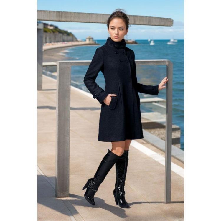 Hooded Double Breasted Woolen Cape Coat Women Long Medium Trench Woolen Coat S