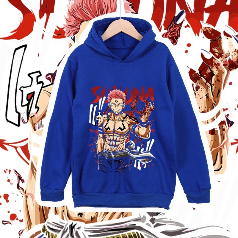 Anime Kids Cotton Tshirt Jujutsu Kaisen Sukuna Print Unisex Boys Girls Hoodie Sweatshirt for Children