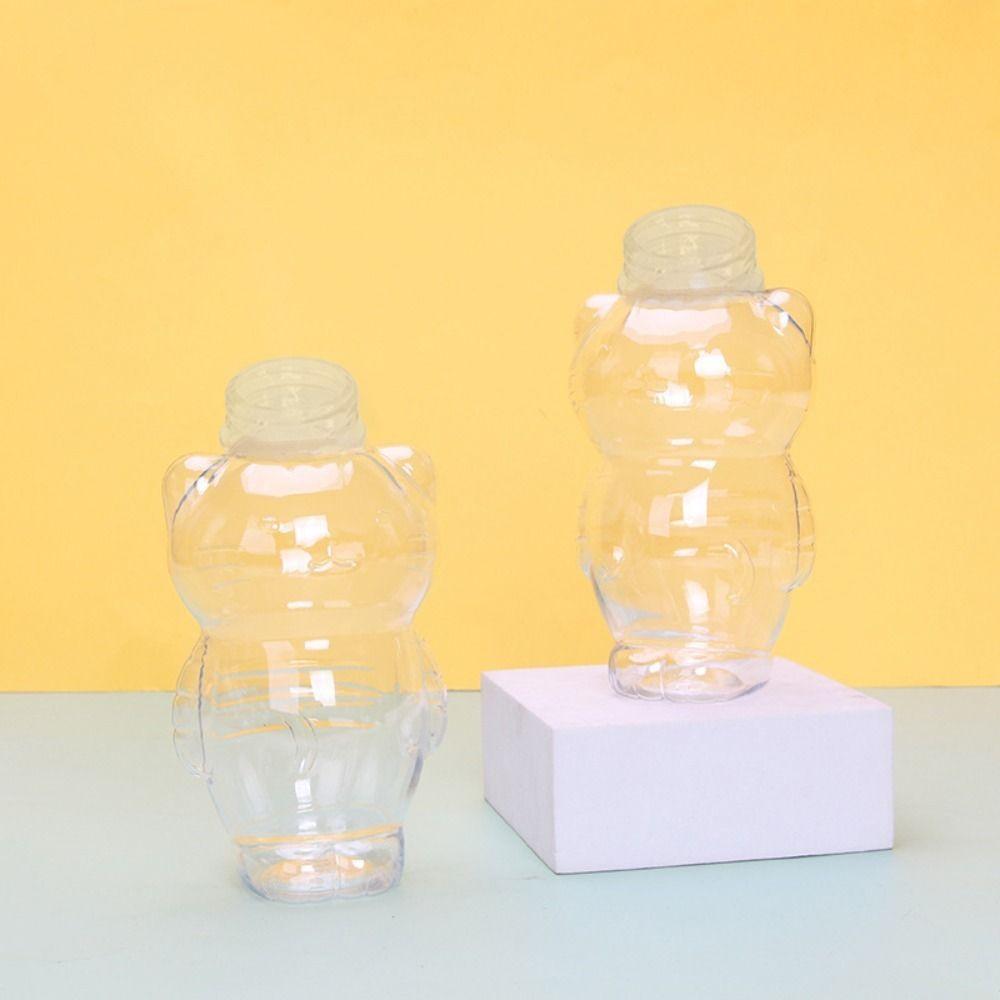 Transparent Water Bottles Cat Shaped Beverage PET Bottle  for Milk Tea Coffee Juice