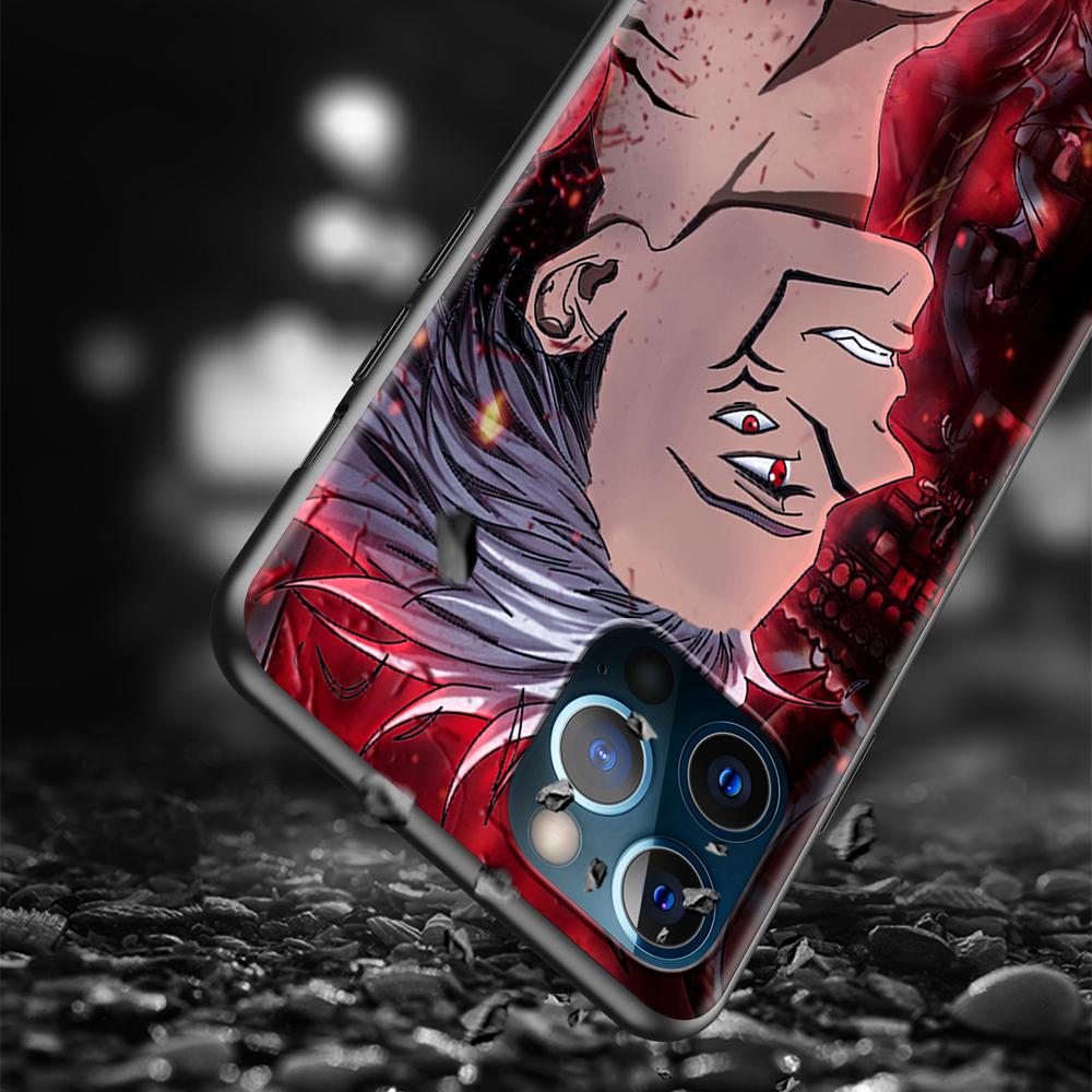 Jujutsu Kaisen Case For Iphone 14 11 13 Pro Max 12 Mini Xr 7 8 Plus Se 2020 Xs 6 6s +Coque Black Soft Mobile Phone Bag Cover