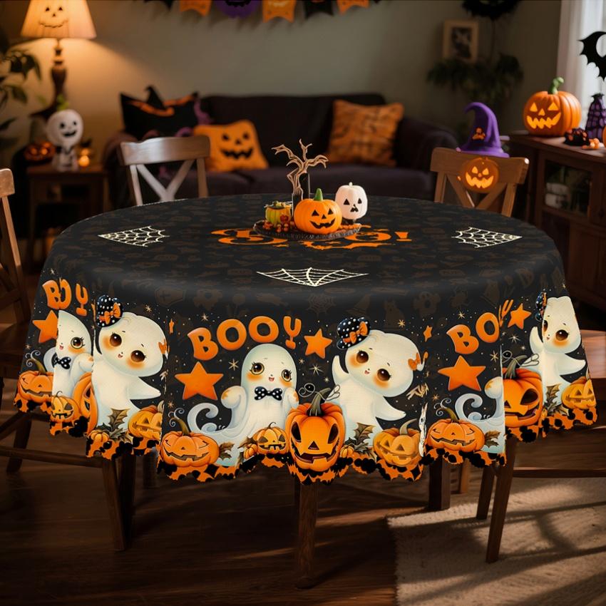 Single pack, Halloween, Day of the Dead tablecloth, black decoration, ghost and pumpkin and star patternszyc