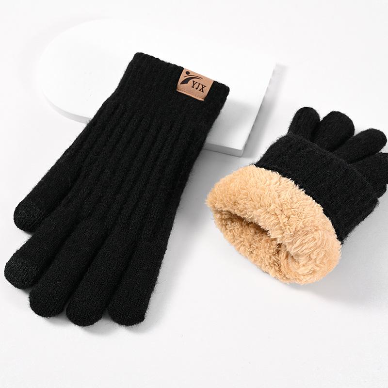 Winter Warme Touchscreen-Handschuhe mit Doppelschichtiger Dicker Wolle und Outdoor Arktischem Samt Innen Gestrickte Handschuhe