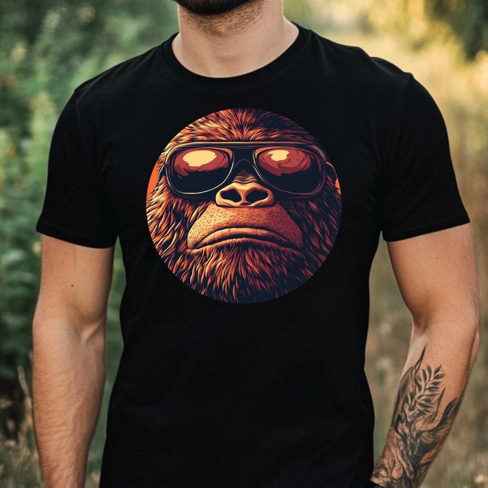 T-Shirt Herren Bigfoot mit Sonnenbrille Motiv Baumwolle Größe XS bis 5XL XXXL