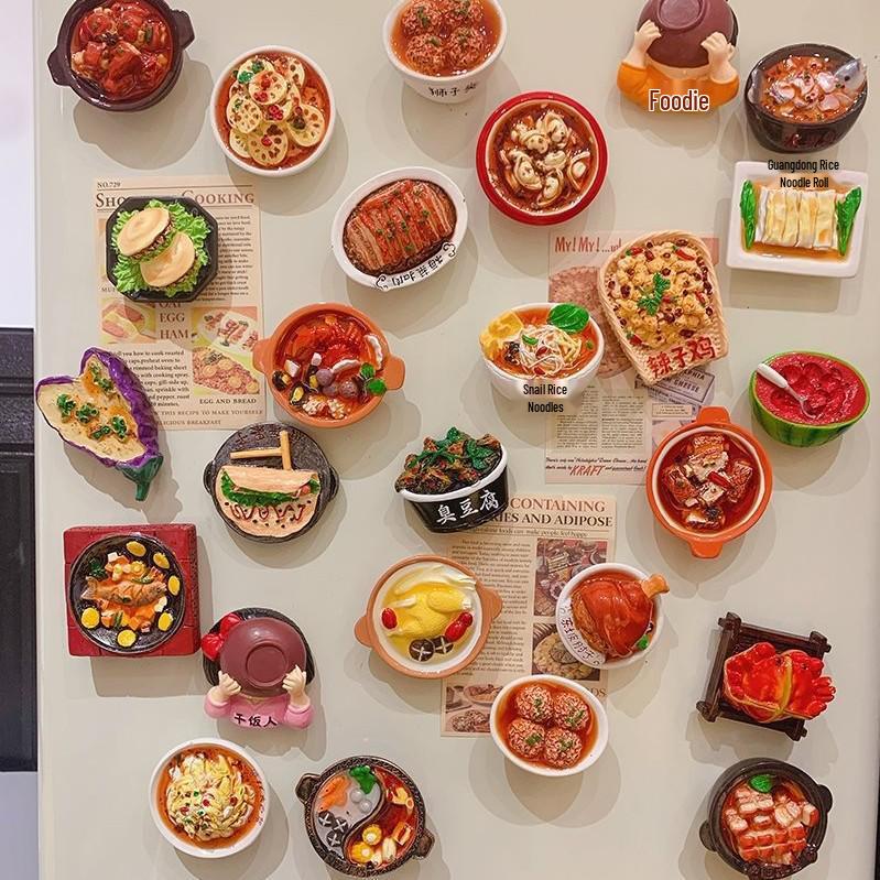 3D Creative Food Snack Message Fridge Magnet Sticker Set