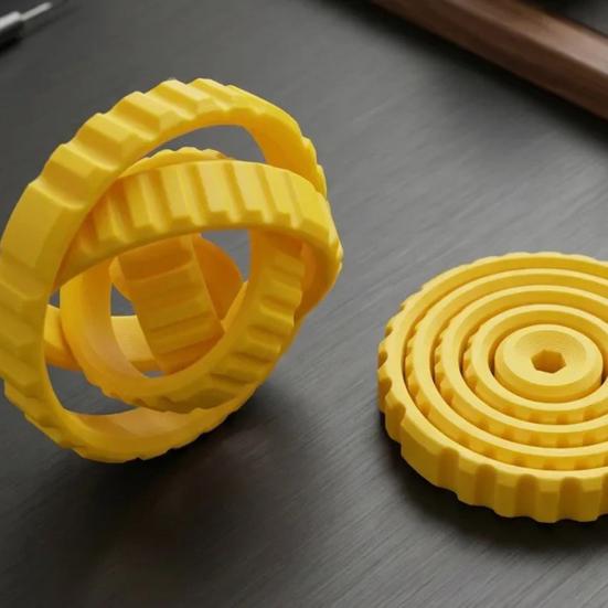 3D Printed Spinning Gear Fidget Toy, Stress Relief Rotating Gear Ring Sensory Toy, Spinning Gear Decompression Desk Toy for Kids Adults