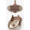 Women's Canvas & Genuine Leather Tote Bag, Small Bucket Shoulder Handbag, 20.8×13×15.7cm, for Work & Daily Use