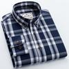 Herren Langarm Colorblock Kariertes Muster Hemden, 100% Baumwolle Regular Fit Business Casual Karomuster Button-down Hemd