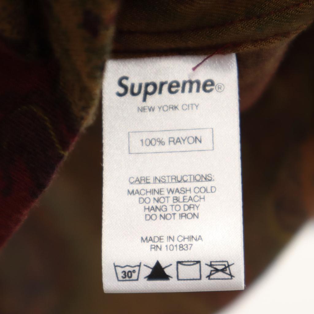 Supreme 15AW Paisley Pattern Long sleeve Open collar shirt M Burgundy Men's Used