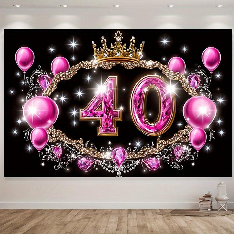 Party banner luxurious and dazzling 40th birthday backdrop polyester banner decorations 100x150cm
