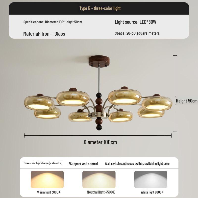 Retro American Chandelier: Versatile Living Room, Bedroom & Dining Lamp with Persimmon Design