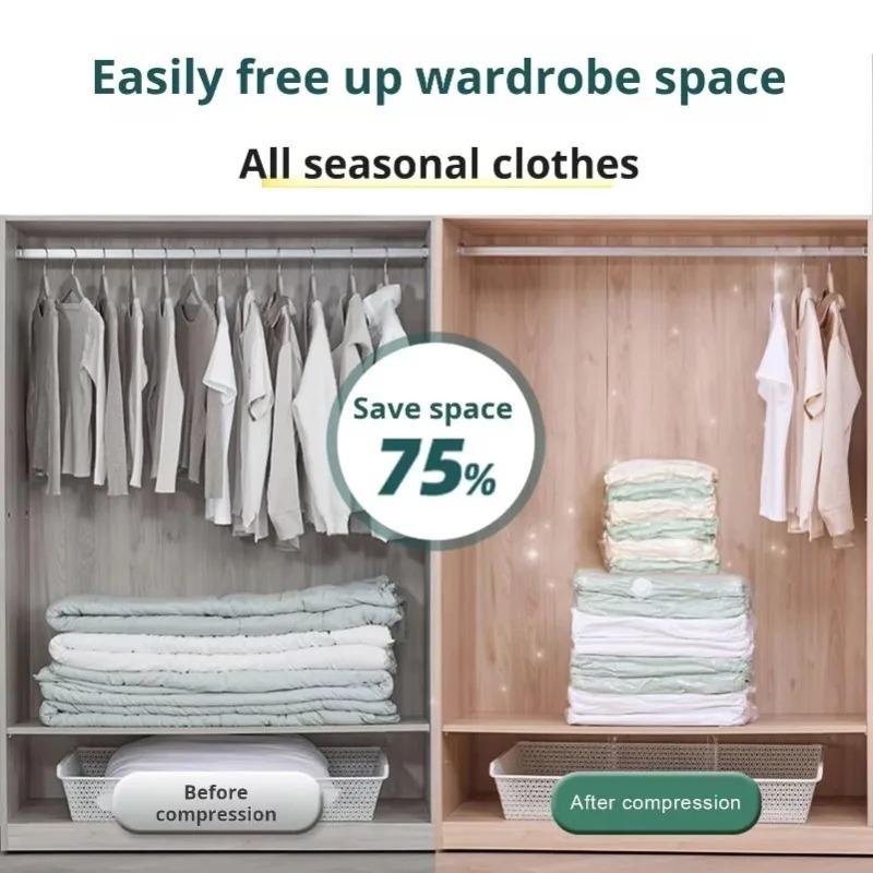 1-4PCS No Need Pump Vacuum Large Plastic Storage Bags Storing Clothes Blankets Reusable Compression Empty Bag Travel Accessories