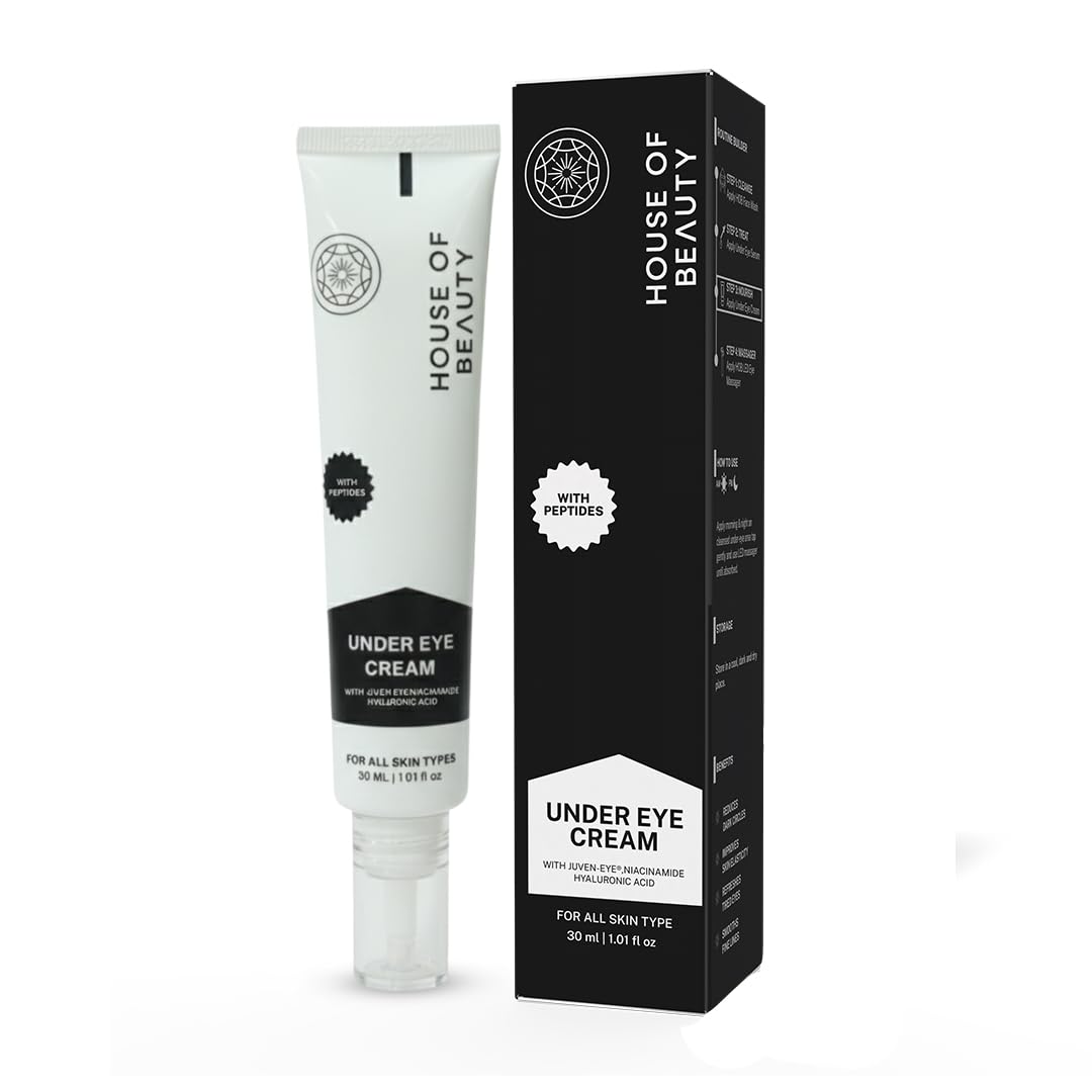 HOUSE OF BEAUTY Under Eye Cream with Juven-Eye Peptide, Hyaluronic Acid and Niacinamide for Dark Circles, Fine Lines, Dehydration and Puffy Eyes