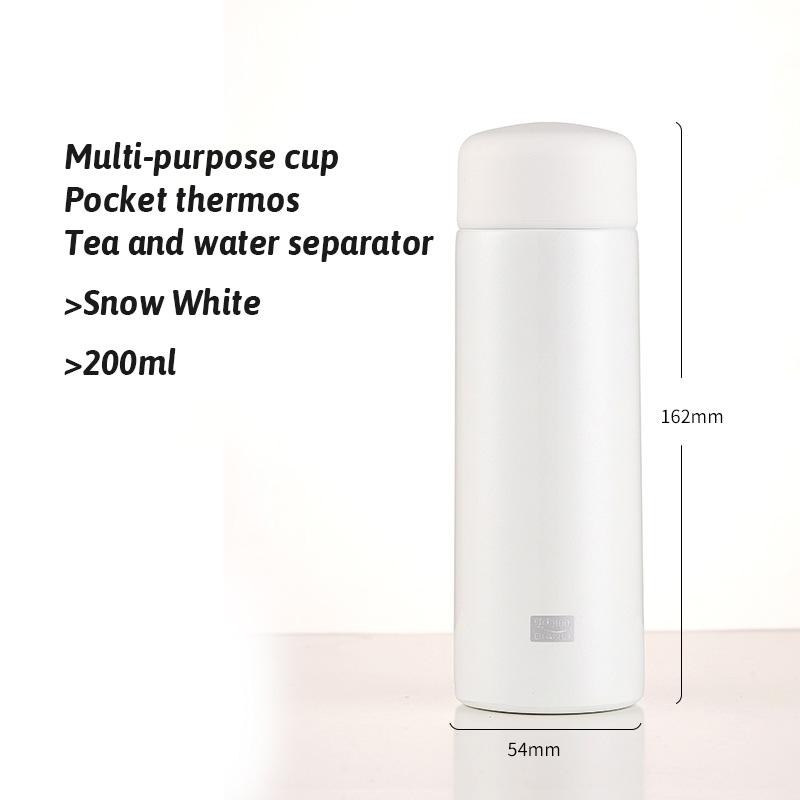200ml Portable Thermos Cup with Tea Strainer 304 Stainless Steel Vacuum Thermal Insulation Pocket Cup Mini Water Bottle