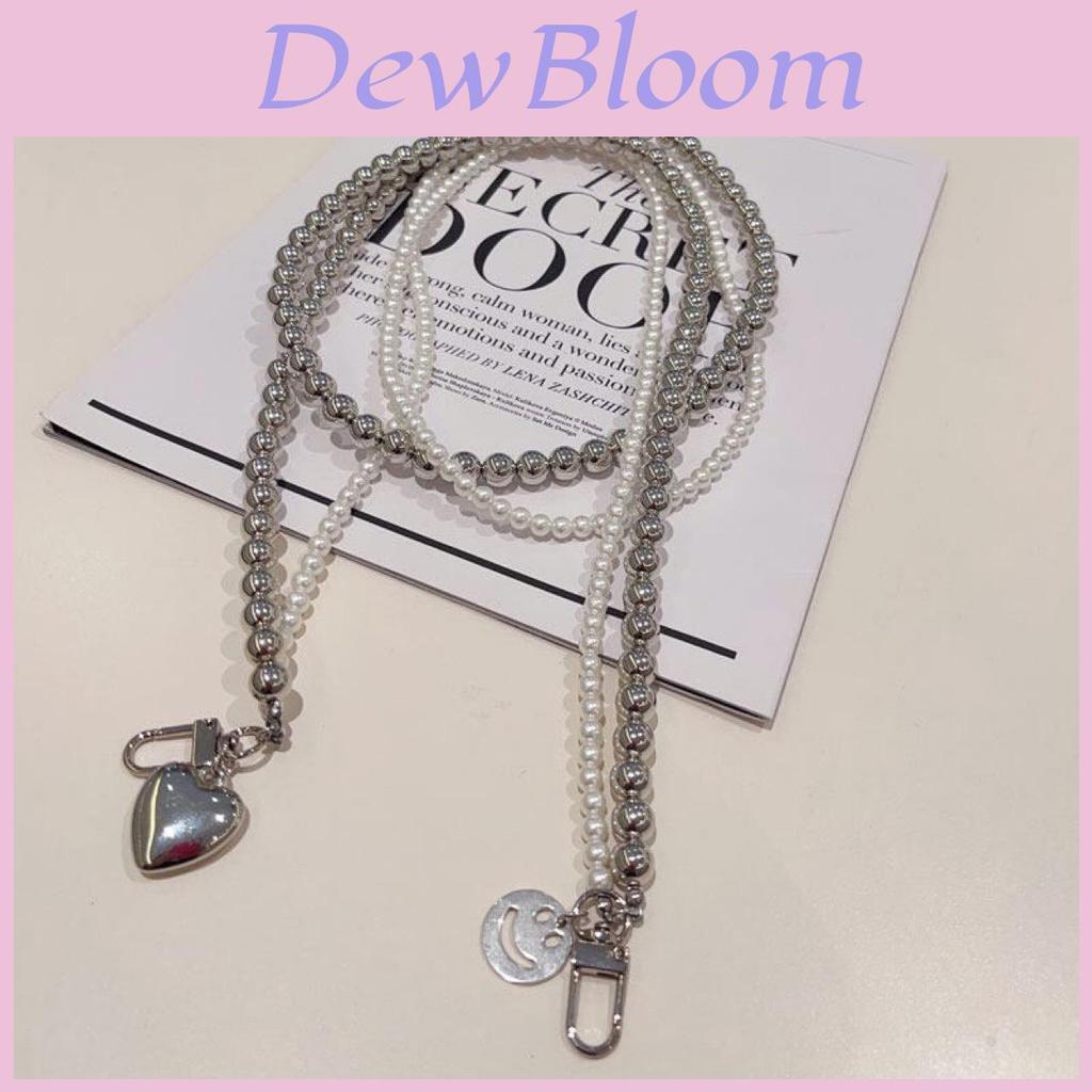Pvc Heart Smile Phone Lanyard With Pearl Beads For Men And Women
