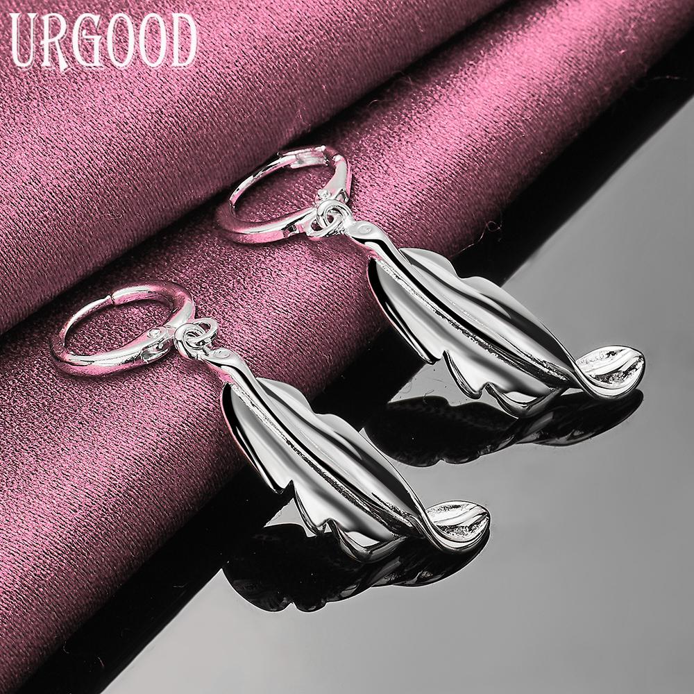 925 Sterling Silver Wedding Jewelry Fashion Leaf Earrings