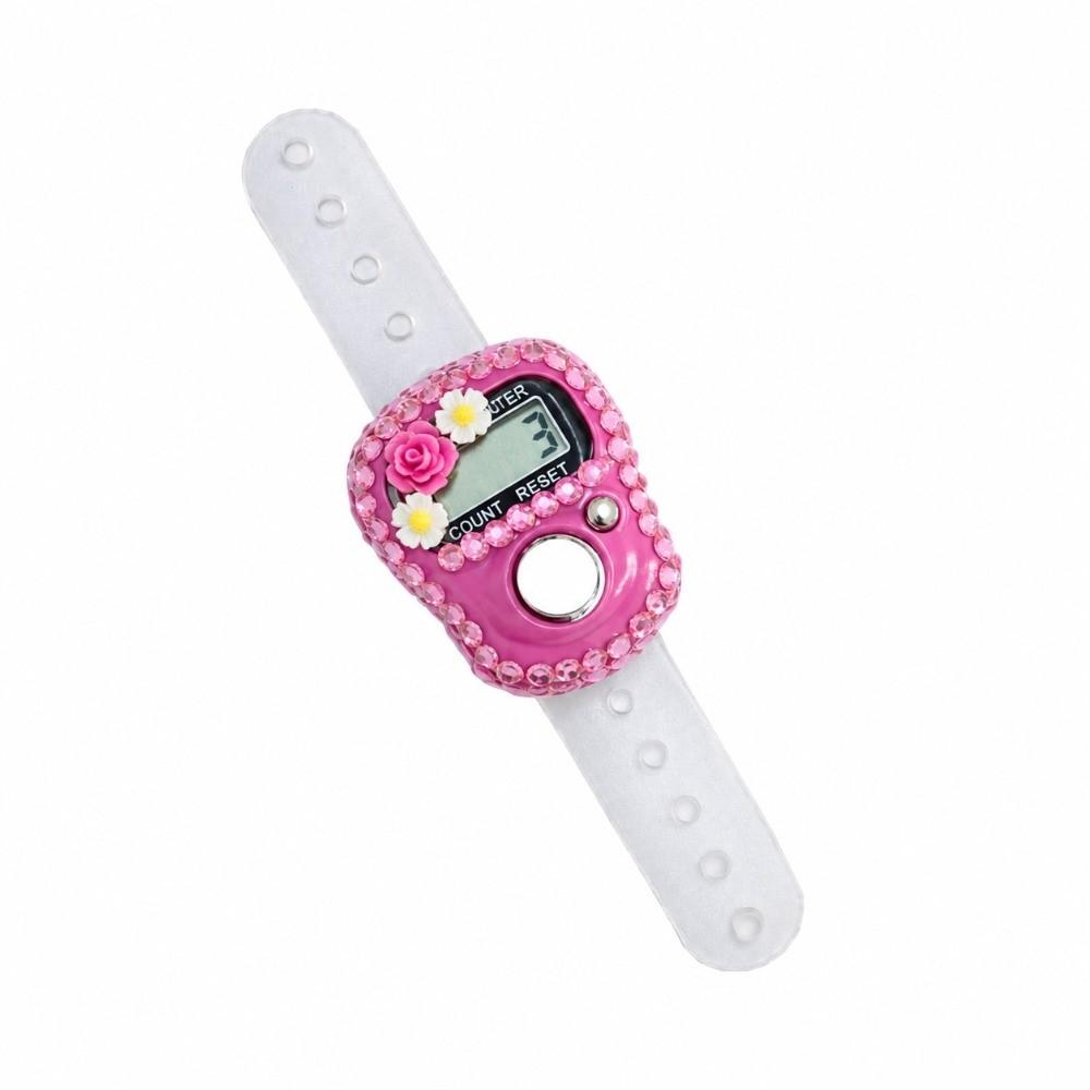 Reset Button Digital Finger Counter Rhinestone Decor Ring Tally Counter for Knitting