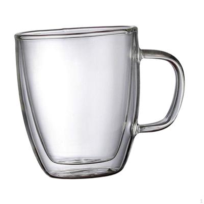 Tasse à café en verre double couche, tasse à expresso avec poignée, pour smoothies, yaourts