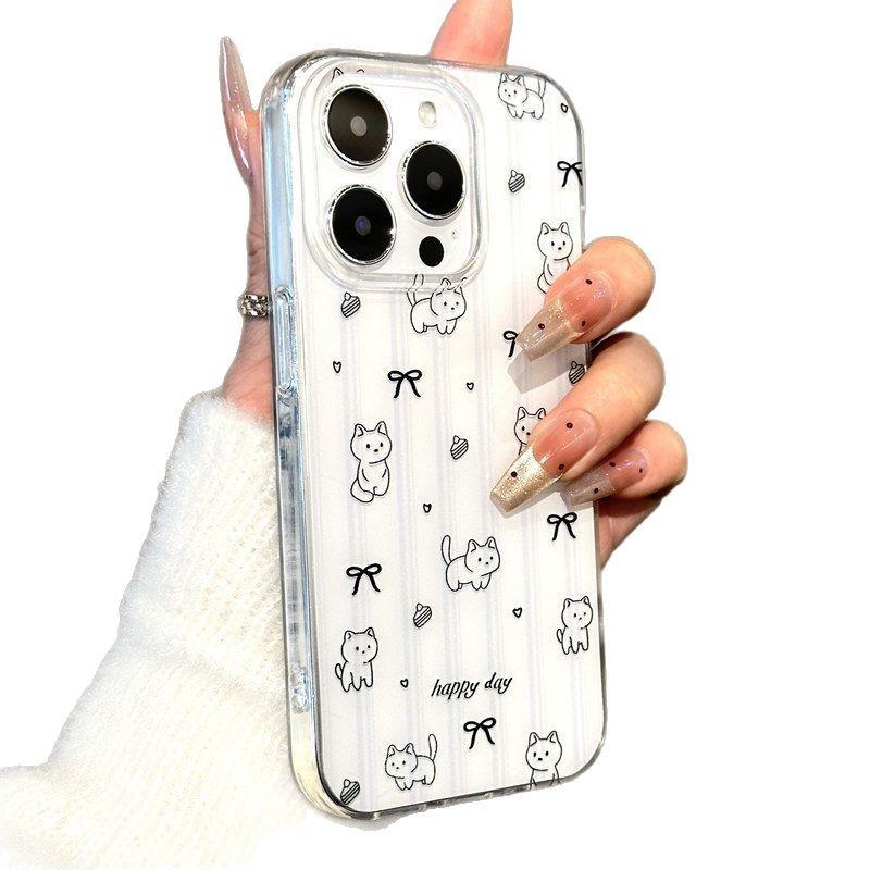 ins blue striped kitten iPhone17promax mobile phone case is suitable for Apple 16promax white background imd case 15.