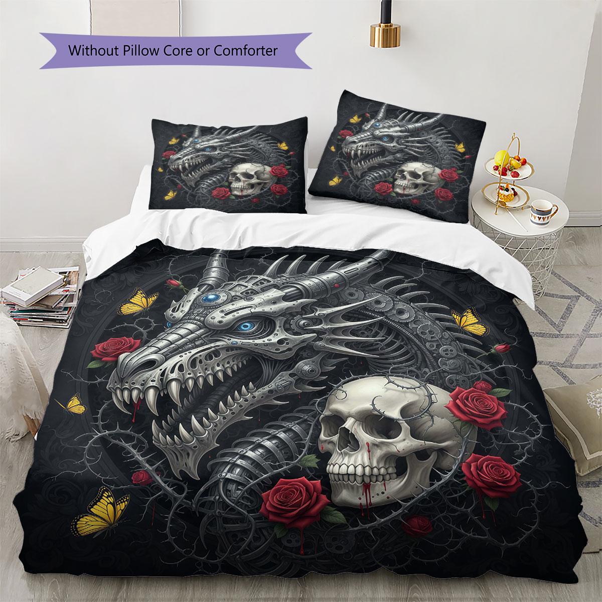 

Animal skeletons Pattern Bedding Quilt Set Quilt Cover Pillowcase Home Decoration Birthday Gift (1 * duvet cover + 2 * pillowcase, without core) 135x200cm