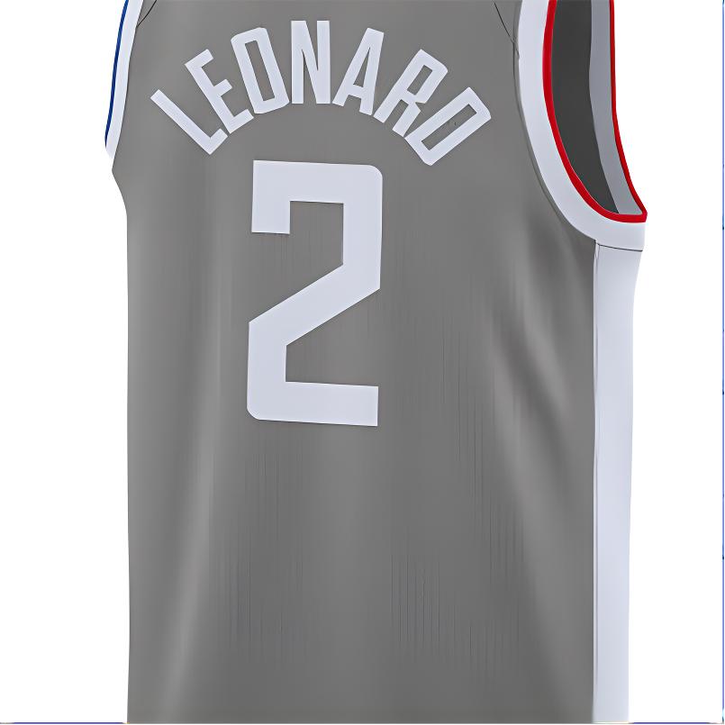 Nike NBA Retro Basketball Jersey Clippers Leonard No. 2 Men Tops Grey CW6808-003