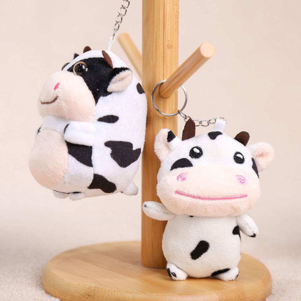 Plush Cow Keychain With Pp Cotton Filling For Girls Bag Decor And Collectible Toy