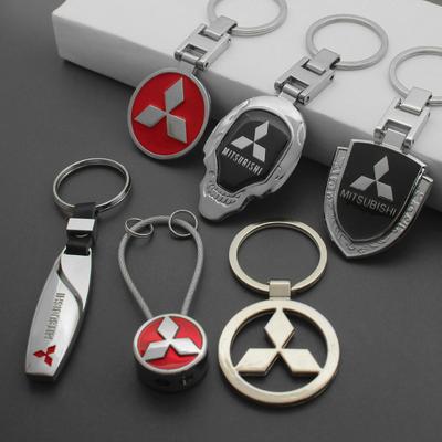 1Pc 3D Metal/Leather Car Logo Keychain For Lancer Outlander Pajero ASX EX L200 Colt Auto Key Chain Key Ring Accessory