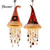 Front Porch Hanging Decor Christmas Hat Lantern, Glowing Santa Cap Decorative Light with LED String Indoor Living Room Ornaments And Pendants, Pendant
