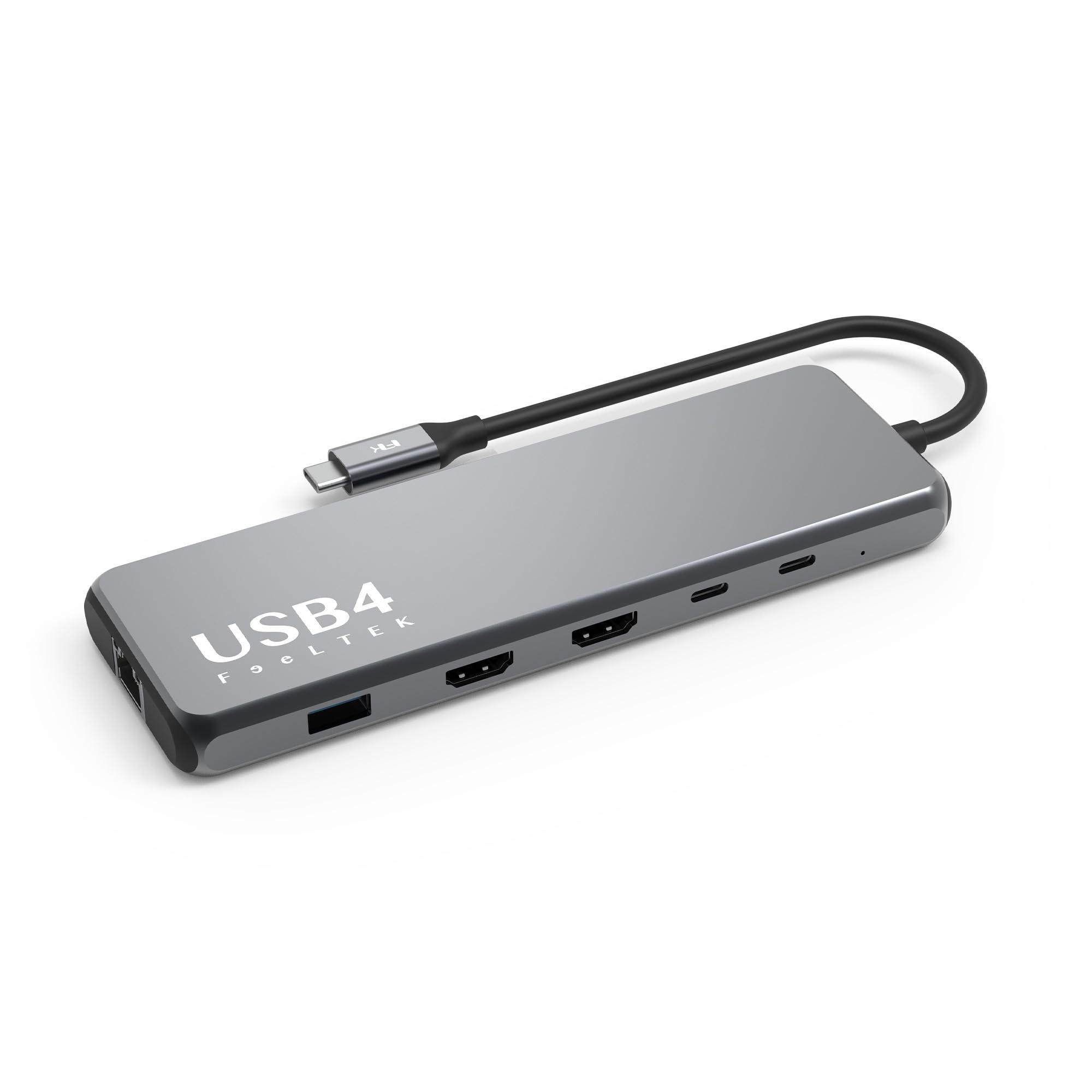 

USB C Хаб Совместимый с iPhone USB 4 Портативный USB 4 PD до 100 Вт Порт HDMI до Dual HDMI USB USB Thunderbolt Feeltek 15, Совместимый, 10-в-1 серый