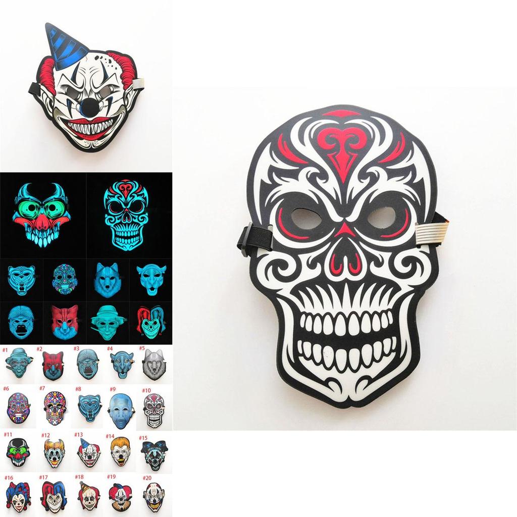 Premium Quality Sound Activated Led Mask For Halloween Dance Rave Edm Events