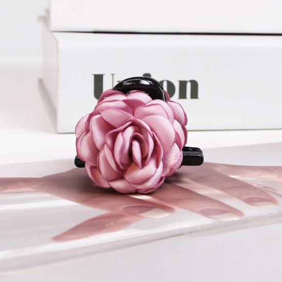 Haarklammer für Damen, doppelseitig, mit Rosenblüten-Dekor, rutschfeste Zähne, Haarspange, Haifisch-Haarspange, Haarschmuck