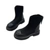 Splicing knitted breathable elastic boots women's 2024 autumn and winter new thick heel thick sole fashion boots thin socks boots tide
