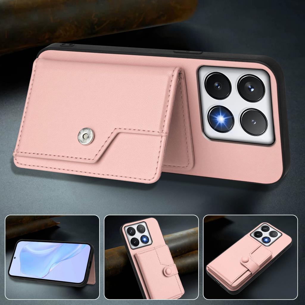 Für Xiaomi 14T Hülle RFID-Blockierender Kartenhalter Ständer TPU+PU-Leder Handy-Rückseite