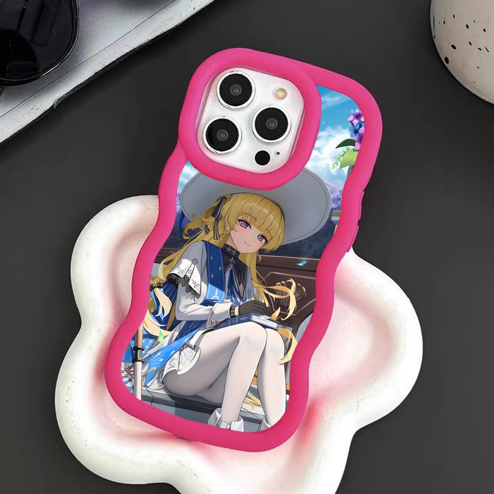 Wuthering Waves Phoebe Telefoonhoesje voor iPhone 17 16 15 14 13 12 11 Air Pro Max Plus Golvende Rand TPU Kleurrijke Hoes Luxe Hoes