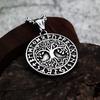 Vintage Nordic Viking Tree of Life Personalized Rune Fashion Versatile Single Item Men's Pendant Titanium Steel Jewelry