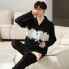 Autumn Winter Men Cotton Pajamas Long Sleeves Long Pants Pajama Sleepwear Lapel Fashion Man Homewear