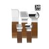 5/20/30pcs Stainless Steel Cutlery Set, Portuguese Imitation Wood Grain Plastic Handle Cutlery, Suitable for Kitchen, Hotel