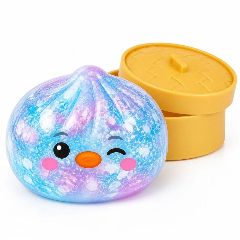 Non-Toxic Glitter Simulated Steamed Bun Toy Slow Rebound Soft Stress Relief Sensory Toy for Kids Daily Play