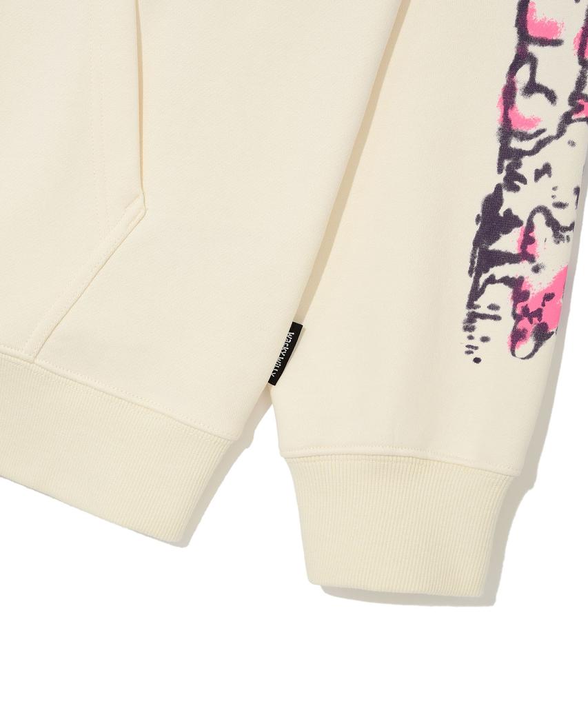 Wacky Willy Spray Graphic Zip-Up Hoodie Cream