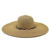 Ladies' Summer Straw Hat 13CM Large Brimmed Beach Hat Sunshade Hat Outdoor Beach Travel Hat Foldable