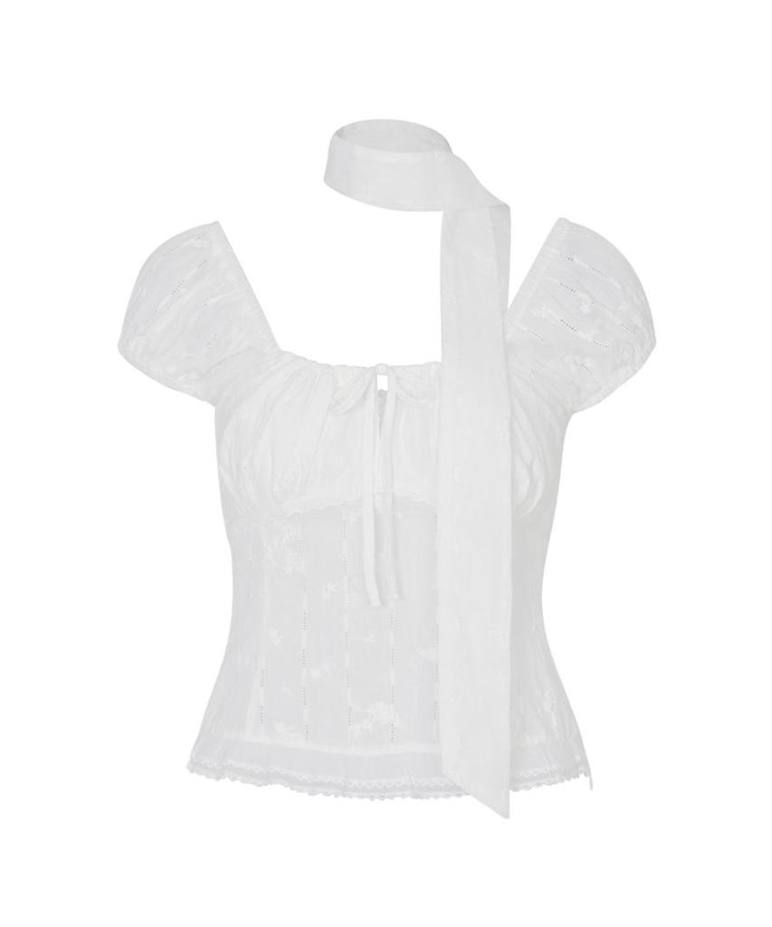 LOULOUSEOUL Grove Puff Blouse (Scarf Set / White)