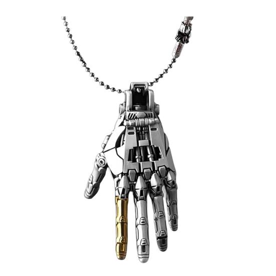 Steampunk-halskjede Legeringshalskjede med mekanisk bionisk håndanheng Robotsmykker Gave til menn og kvinner Cyberpunk-entusiaster