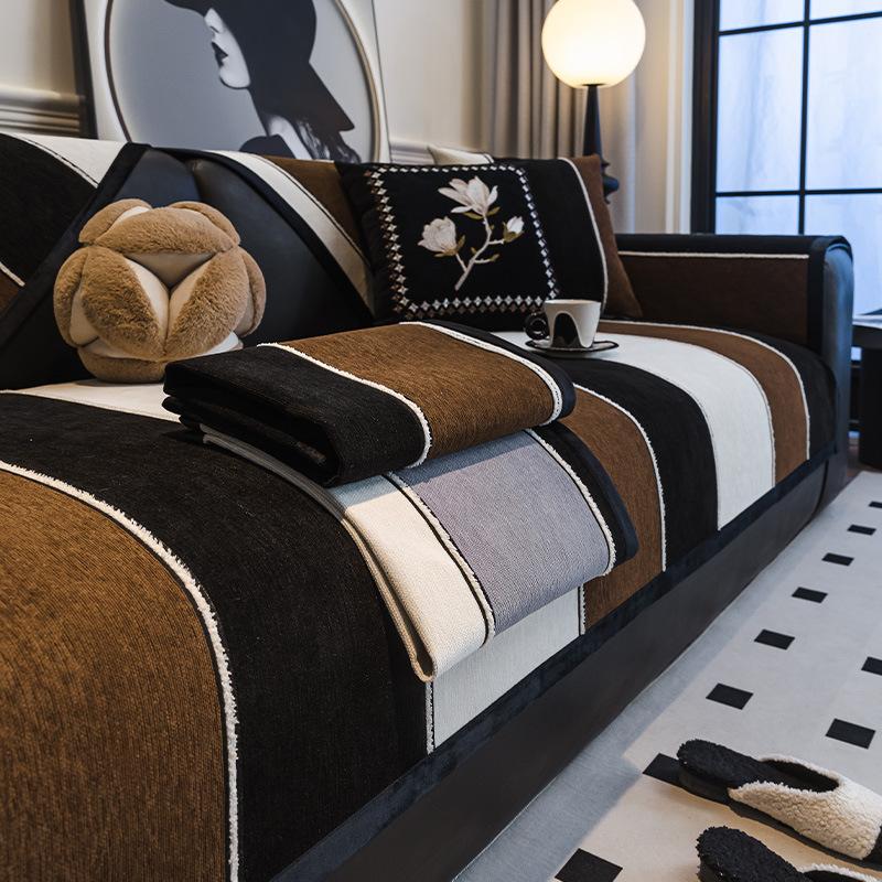 

Striped Sofa Cushion, Universal In All Seasons, Non-Slip And Dirt-Resistant Seat Cushion New Leather Sofa Cover Cover Cloth Towel 70*70cm