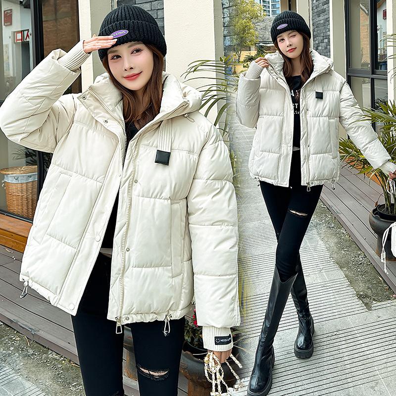 FASHION cotton-paddedwomen's 2024 winter new short down cottonthickened hats removable fluffy breadClothes