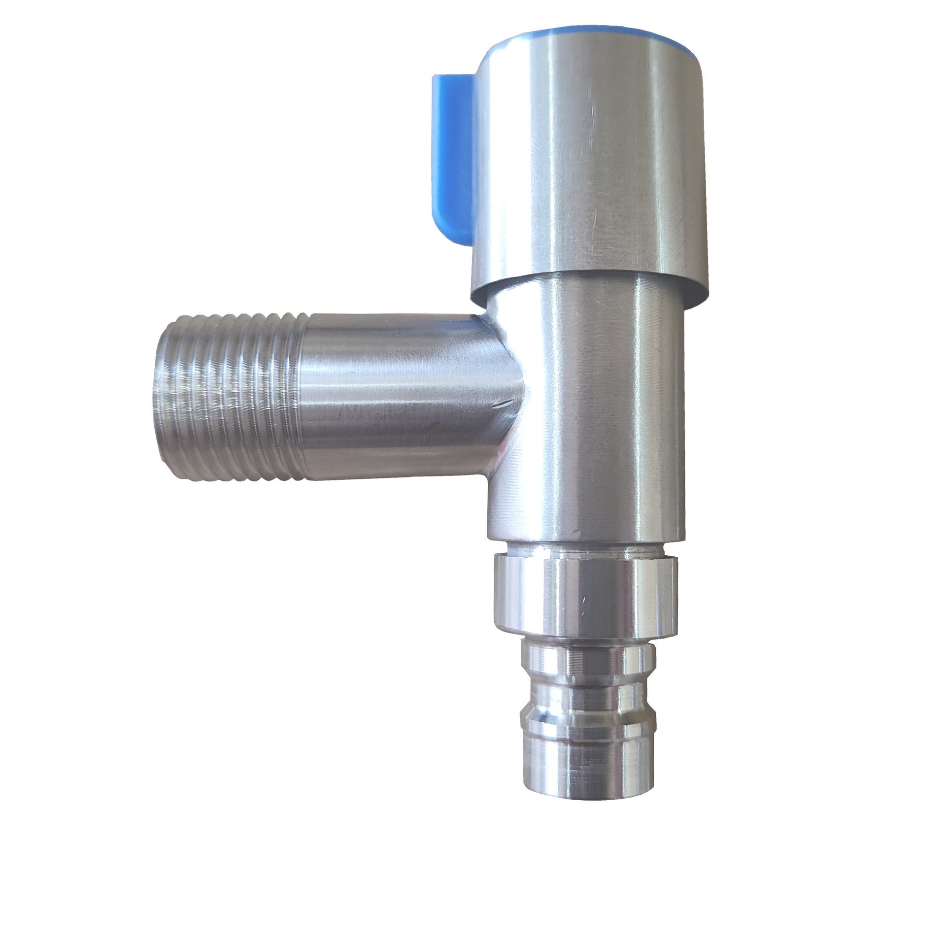 304 Stainless Steel Dual Outlet Washing Machine Faucet with 4-Point Quick Open and Extended Spout