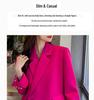 Women's Large Rose Red Suit Jacket, Medium-Long Casual Blazer for Spring and Autumn [0120]