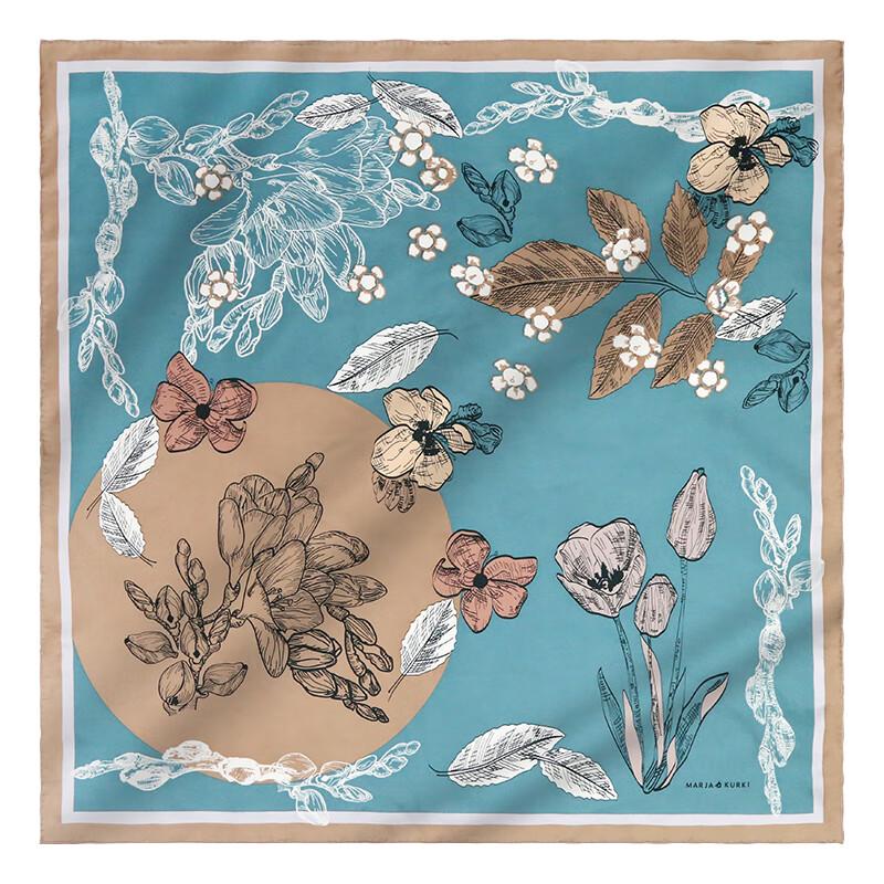MARJA KURKI "Waiting for Flowers" Silk Square Scarf